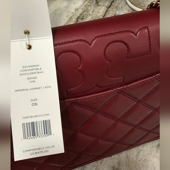 Tory Burch Savannah Convertible Shoulder Bag in Imperial Garnet - Picture 4 of 9